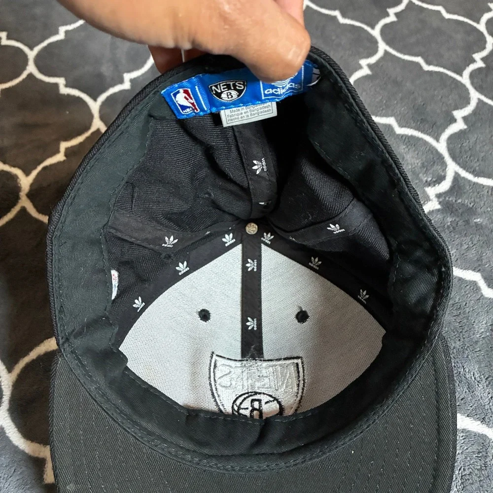 Adidas Brooklyn Nets NBA Fitted Hat 7 3/8 Black Wool Flat Brim Baseball Cap Mens
